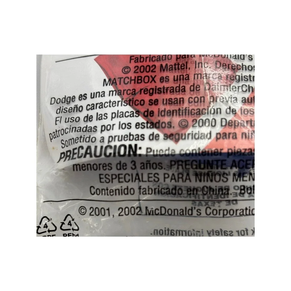 Matchbox Across America 50 B-Day McDonald's Happy Meal #1 DODGE‎ DAKOTA Sealed